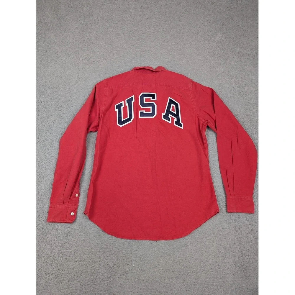 Ralph‎ Lauren Shirt Womens 10 Red 2016 US Paralympic Team USA Back Button Down